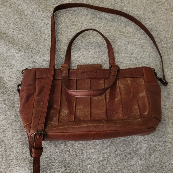 Burgundy brown leather handbag American Leather co - Picture 1 of 7